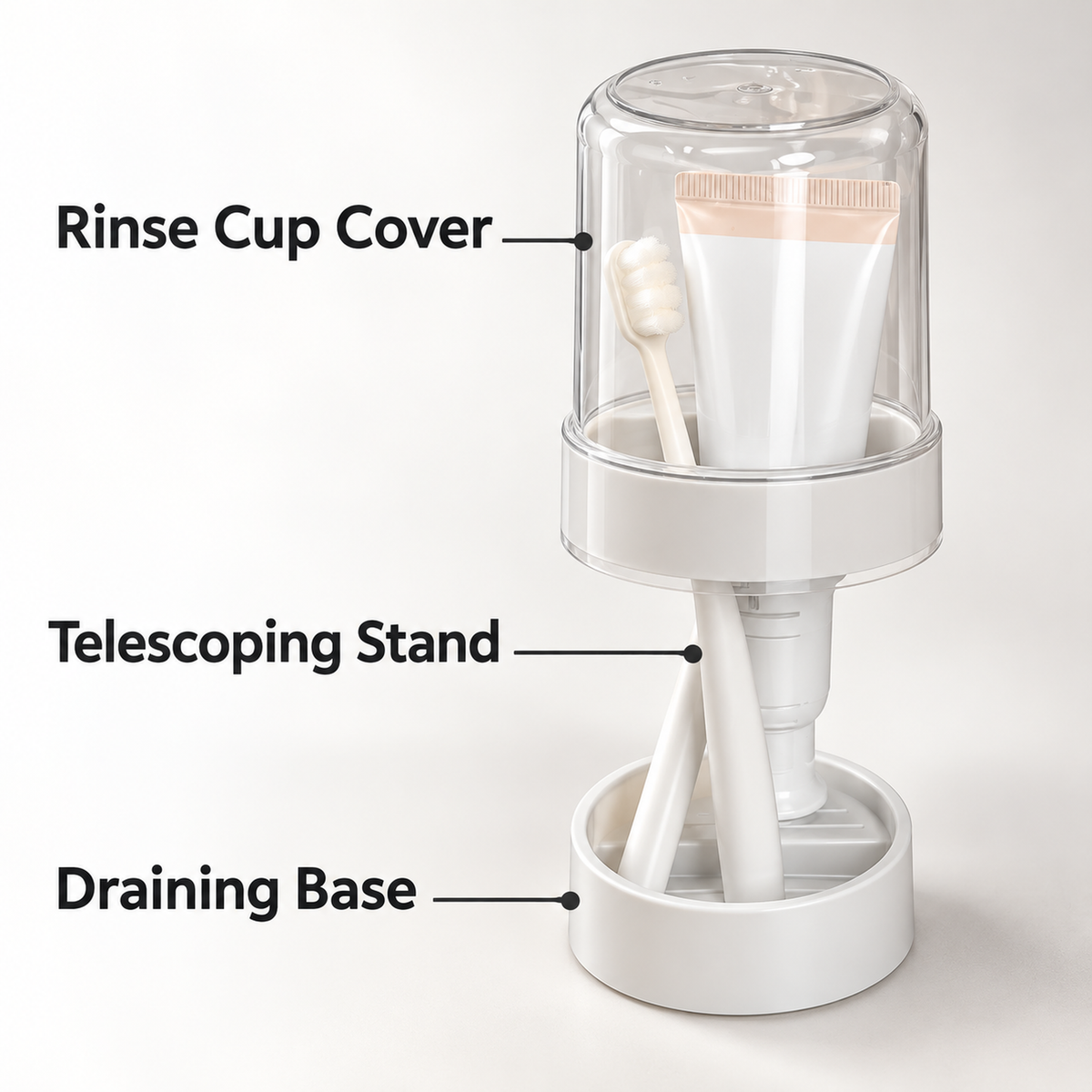 Covered Toothbrush Organizer with Rinse Cup