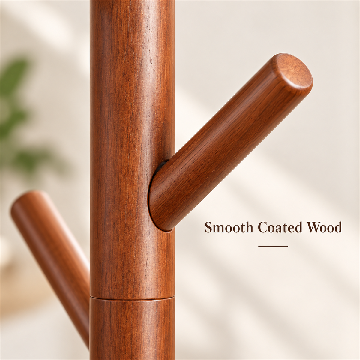 Modern Solid Wood Standing Coat Rack with Tripod Base