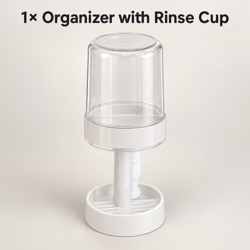 Covered Toothbrush Organizer with Rinse Cup