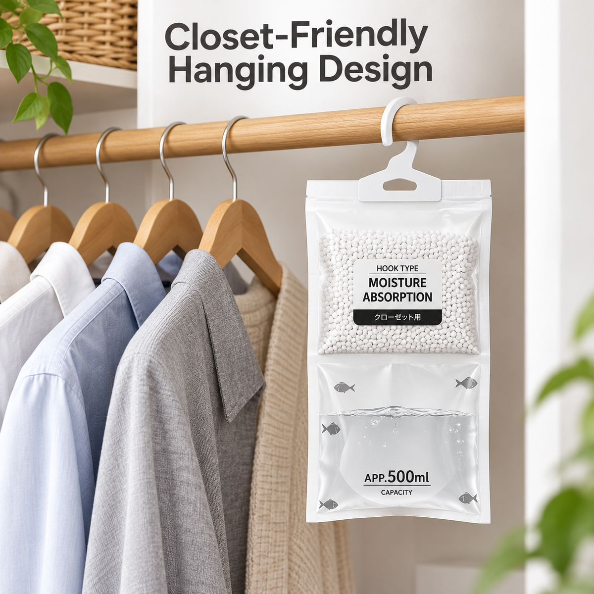 Hanging Moisture Absorber Bag – 50g Closet & Dorm Dehumidifier