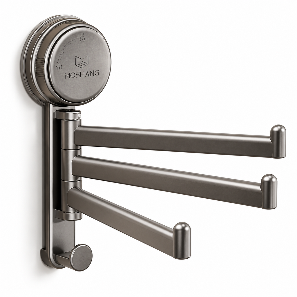 3-Arm Rotating Suction Towel Rack with Hook