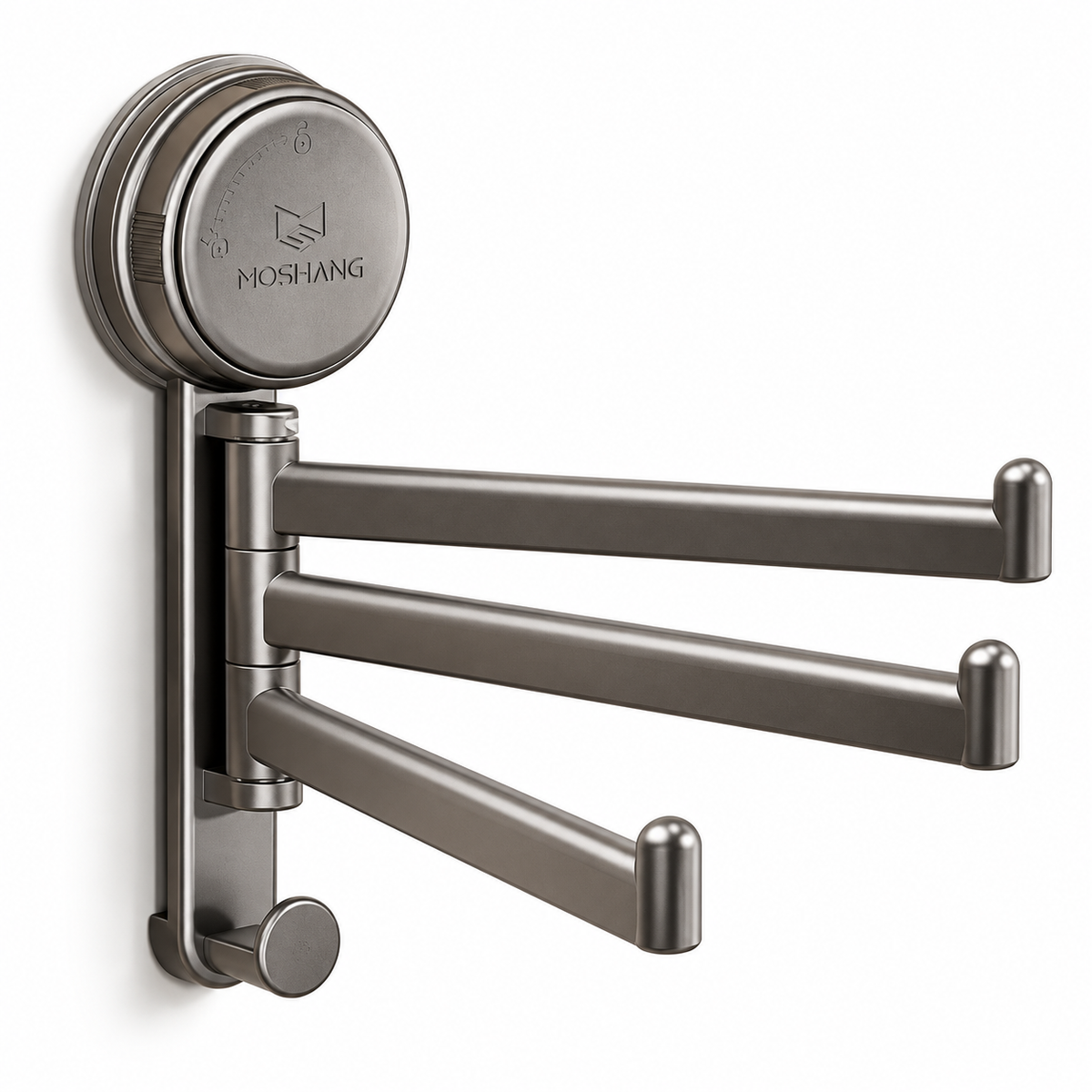 3-Arm Rotating Suction Towel Rack with Hook