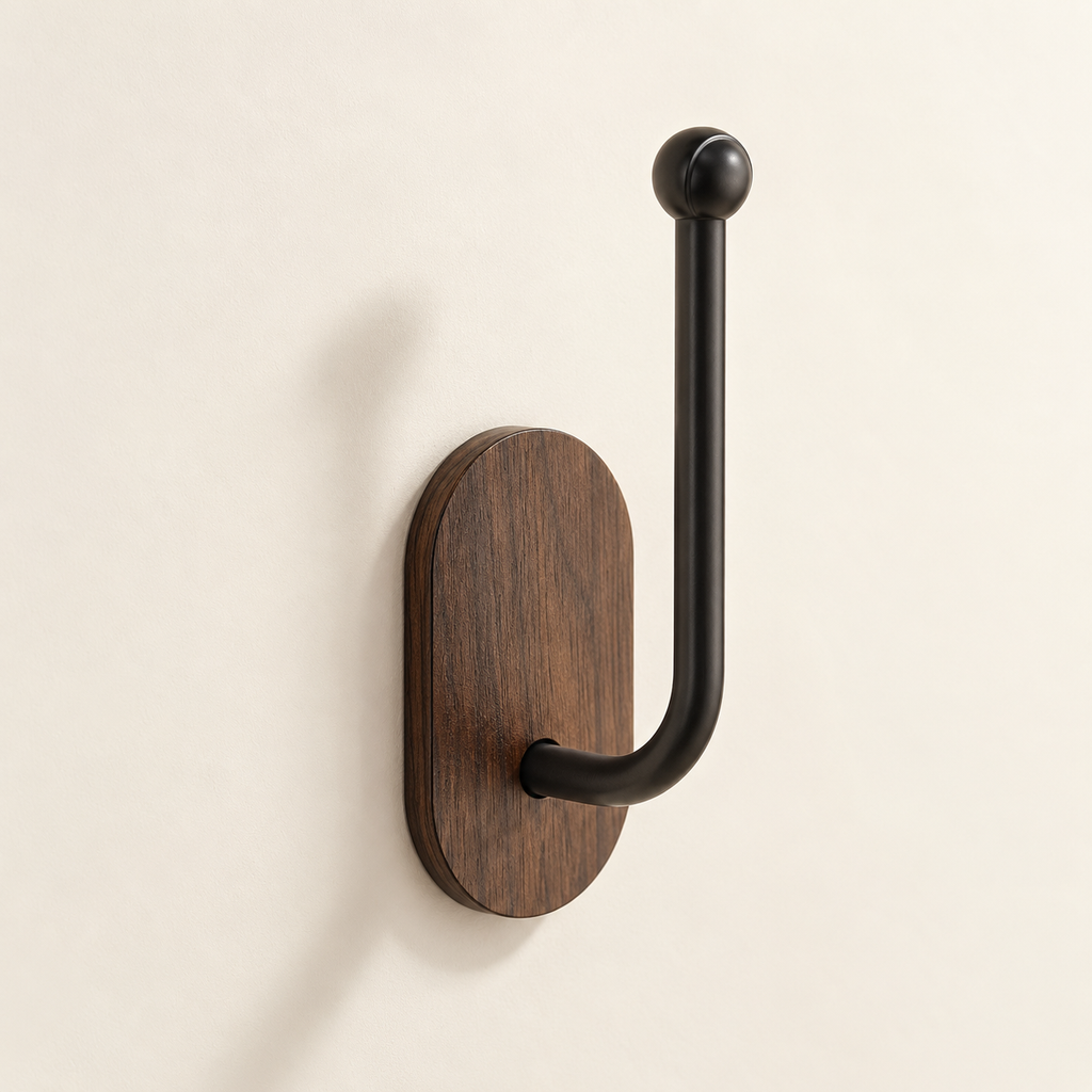 No-Drill Hair Accessory Wall Organizer – Walnut Look