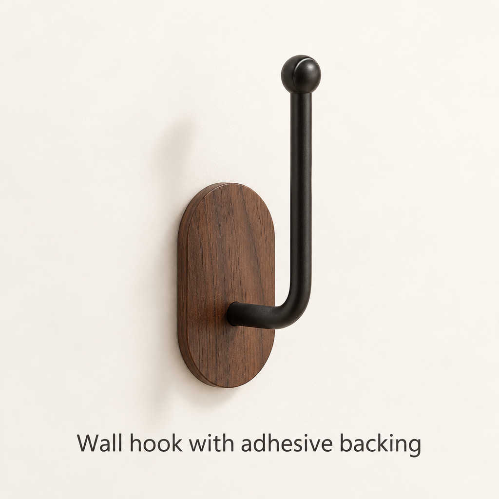 No-Drill Hair Accessory Wall Organizer – Walnut Look